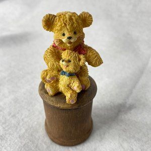 Teddy Bear with Teddy Bear Small Earring/Storage Figurine